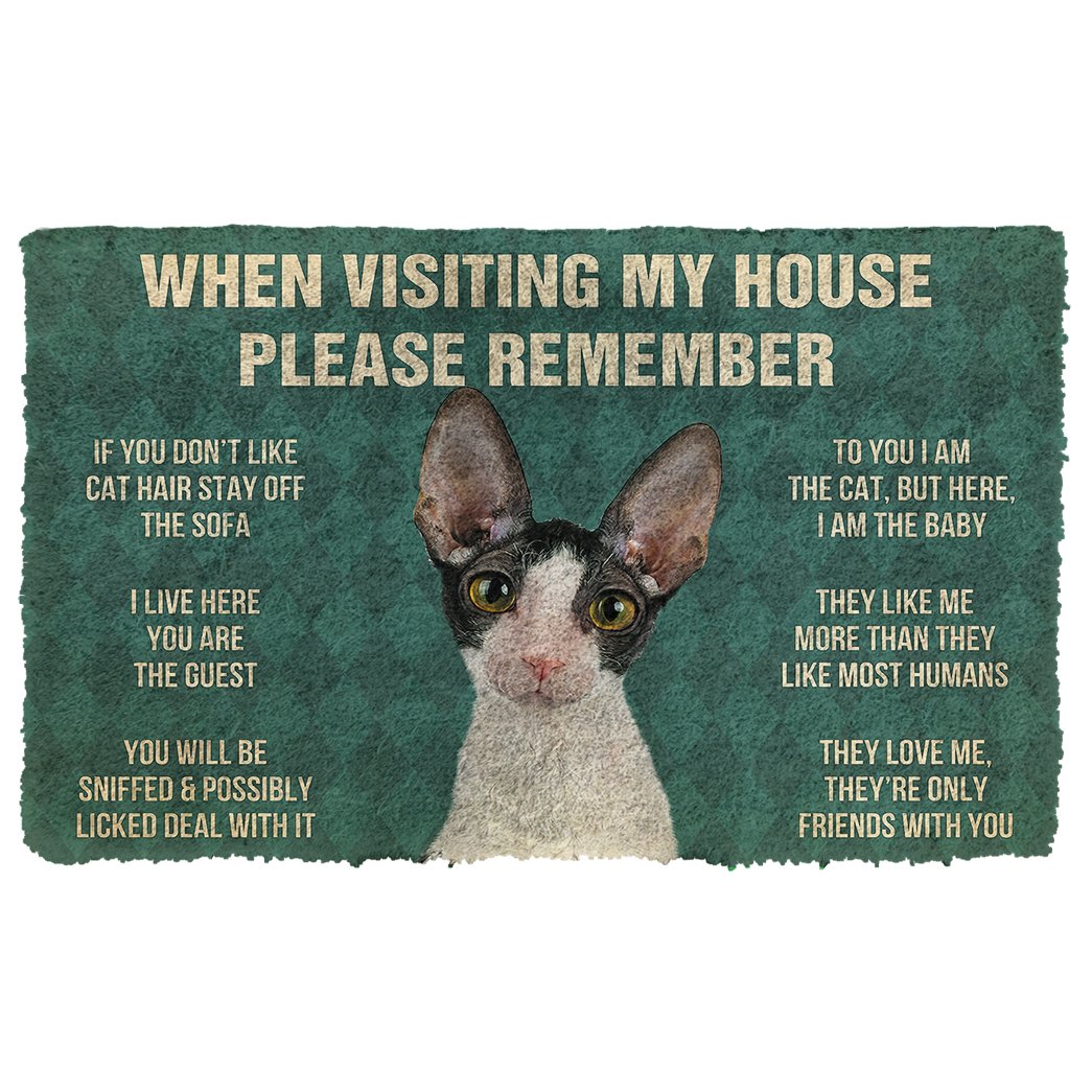 Gearhumans  Gearhuman 3D Please Remember Cornish Rex Cats House Rules Custom Doormat