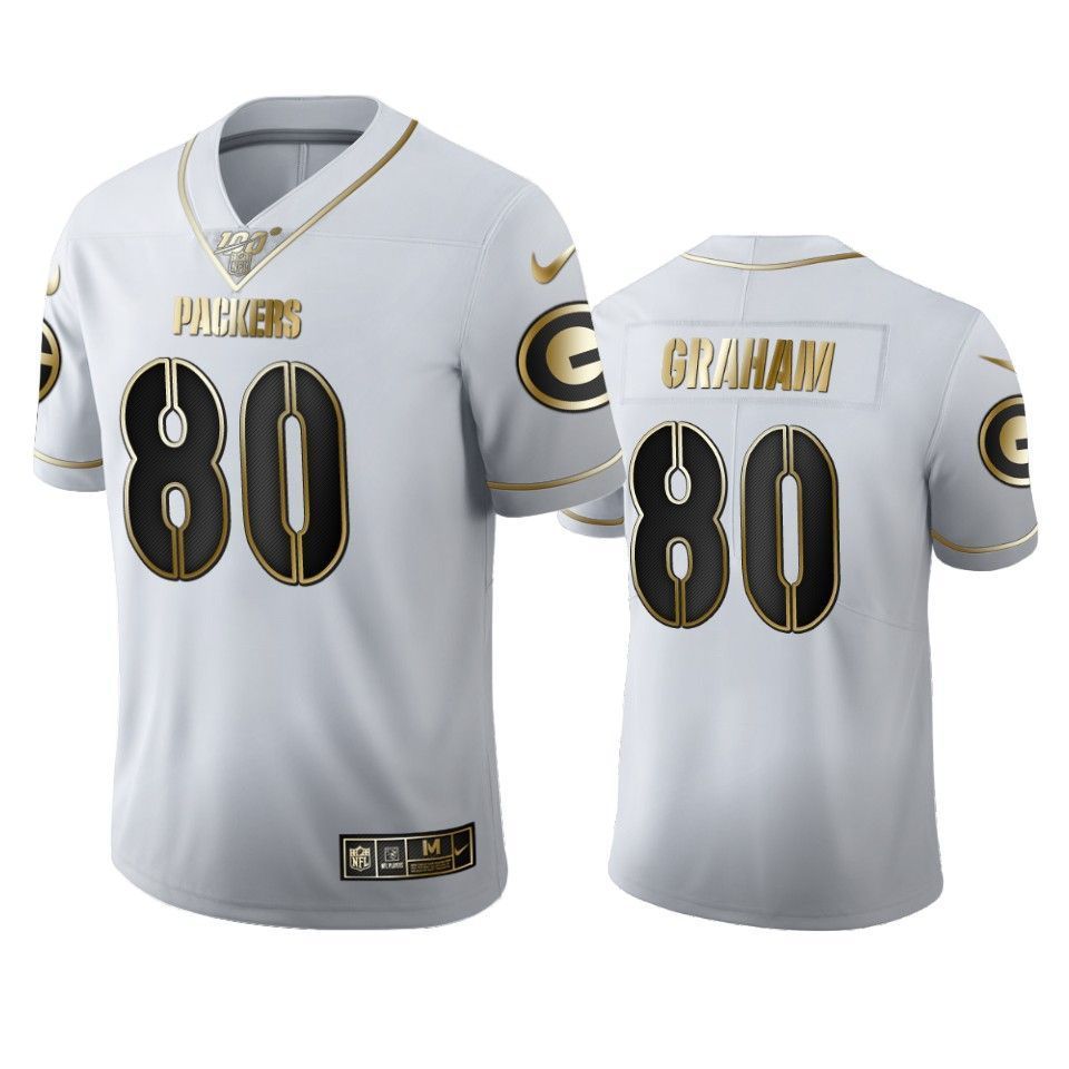 Green Bay Packers Jimmy Graham White 100Th Season Golden Edition Mens Jersey