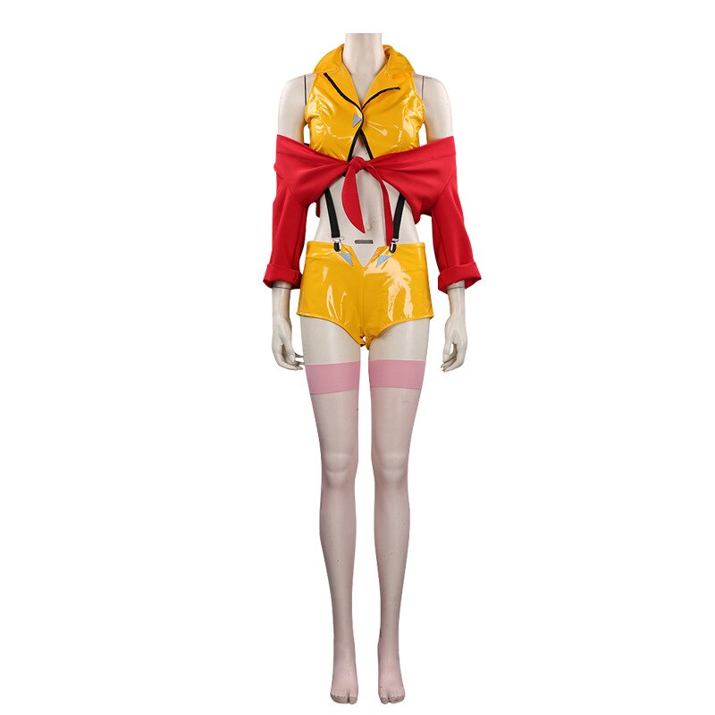 Anime Cowboy Bebop Faye Valentine Cosplay Women Lady Sexy Yellow Bodysuit Outfit Halloween Costume alx