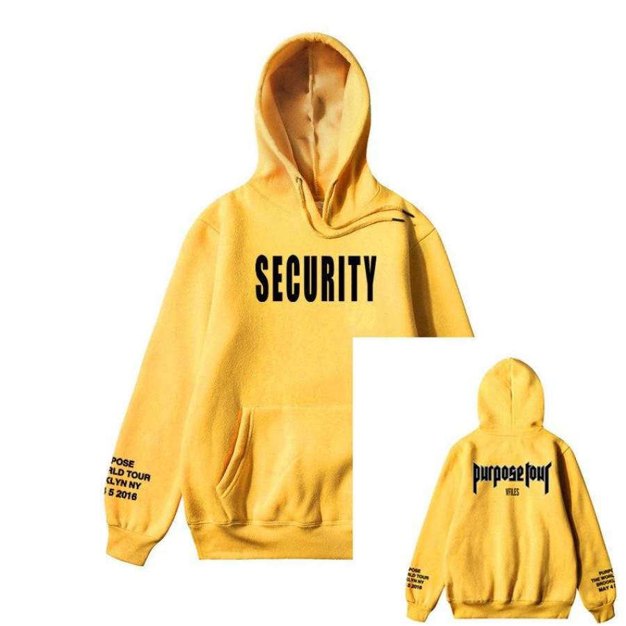 Vfiles Security Print Hoodie Justin Bieber Fog High Street Sweatshirt Bibb Purpose Tour Yellow Hoodie Lovers Couple Bts Hoodie