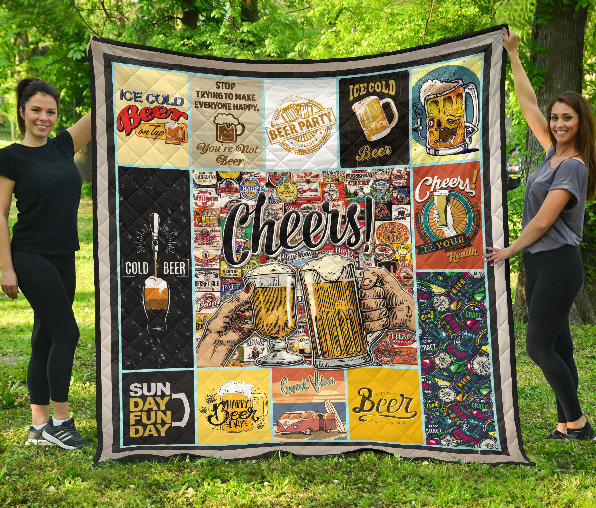 Cheers Drinking Beer Premium Quilt Blanket Hobby Home Decor Custom For Fans Nt032201