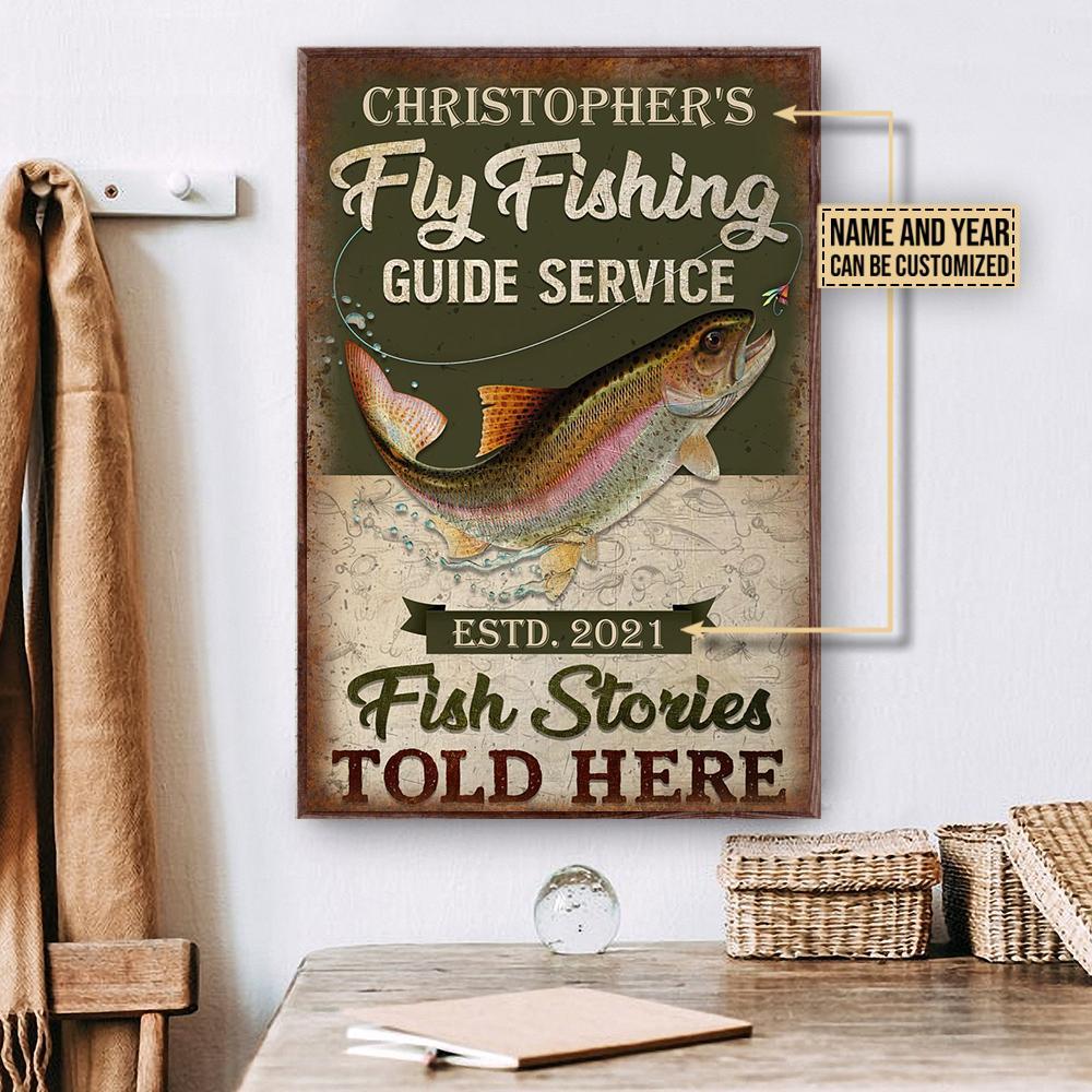 Aeticon Gifts Personalized Fly Fishing Fish Stories Canvas Mom Dad Gift Home Decor