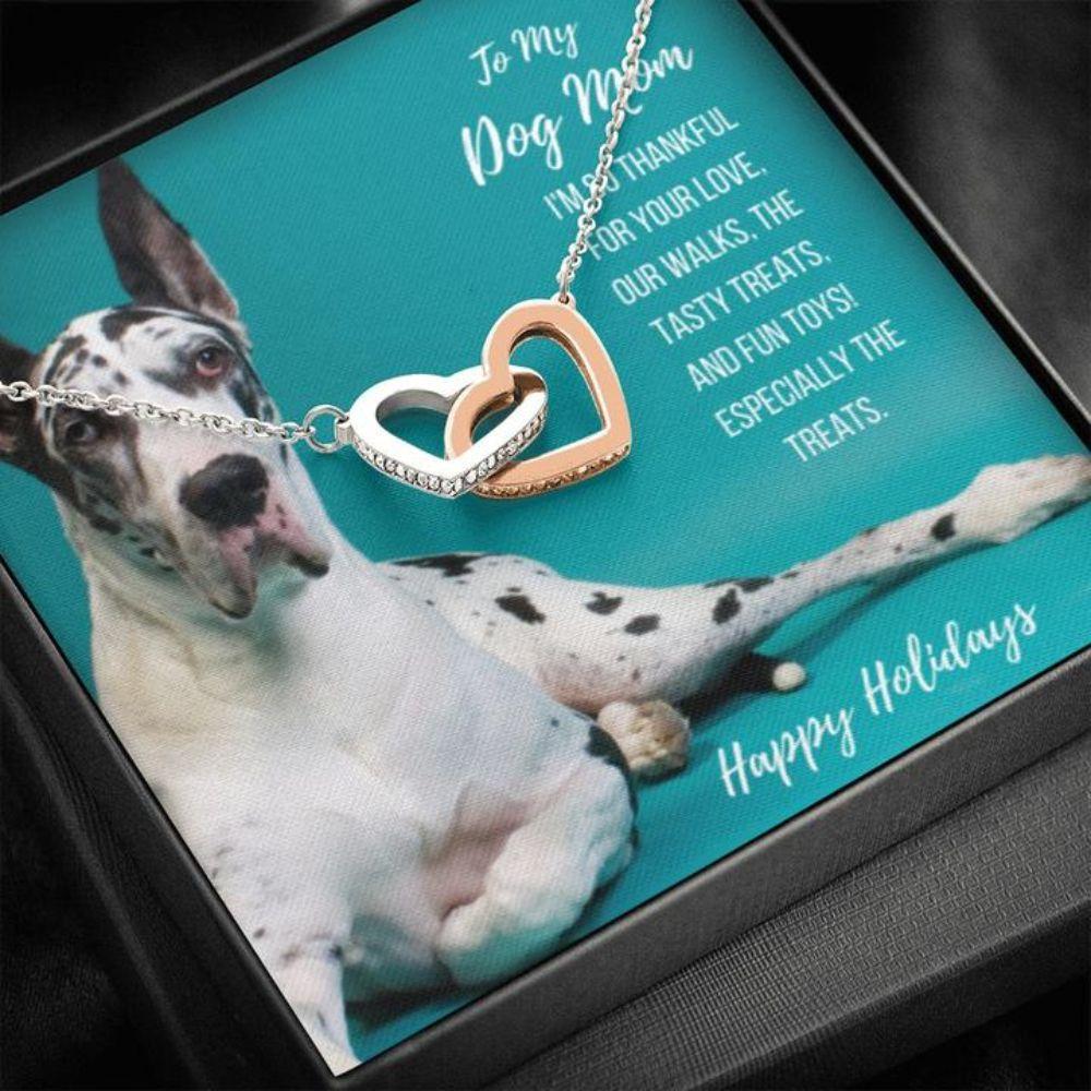 Dog Happy Holidays Gift Great Dane Dog Mom Necklace – Mother Two Hearts Necklace 0921