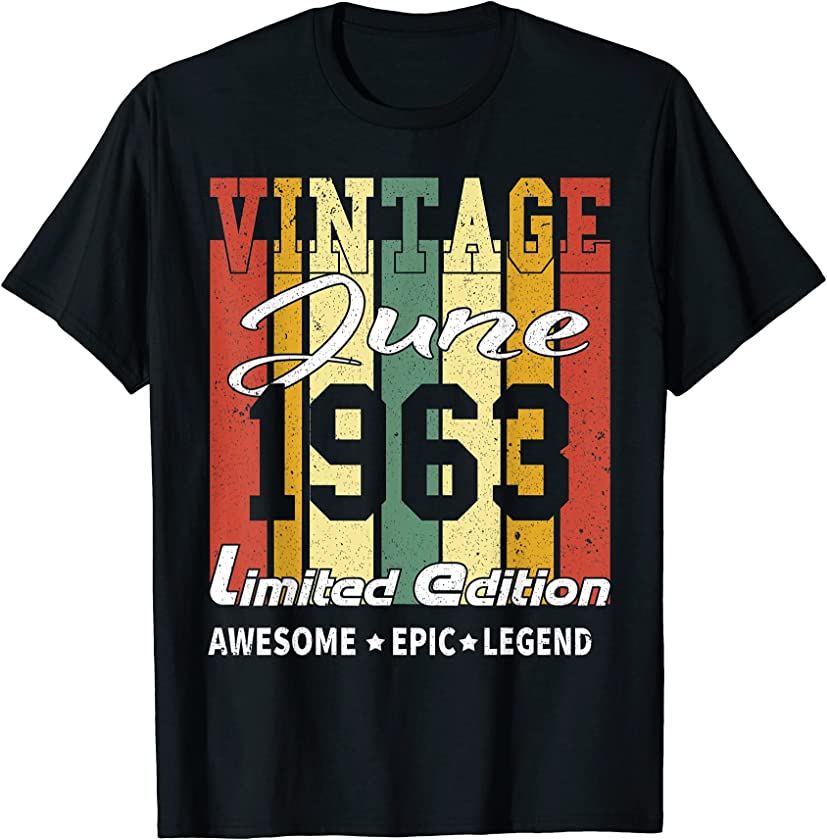 Vintage June 1963 Limited Edition Birthday Gift T-Shirt