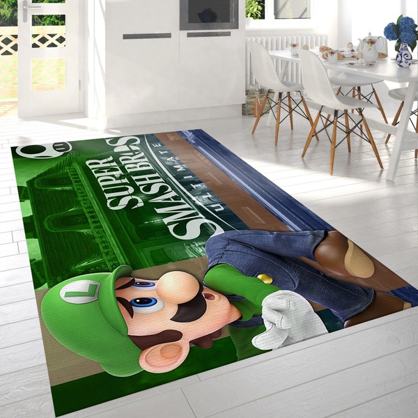 Video Game Super Smash Bros Ultimate Luigi Super Mario Rug Bedroom Rug US Gift Decor