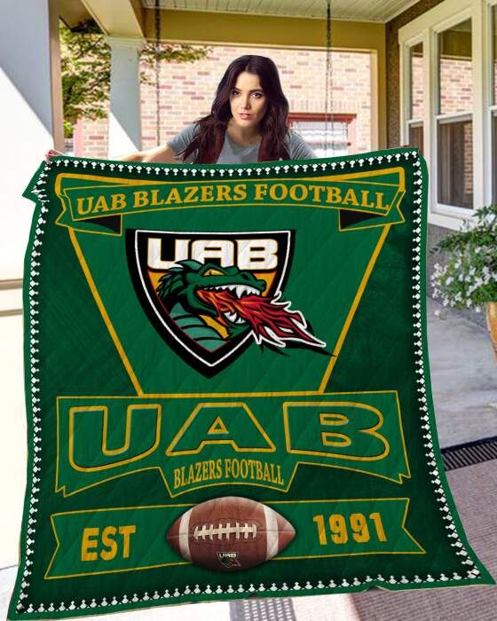 Uab Blazers Football 3D Quilt Blanket, Fleece Blanket