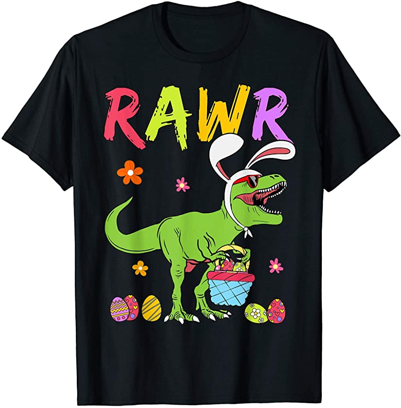 Kids Rawr Dinosaur Bunny T Rex Hunt Easter Egg Costume T-Shirt