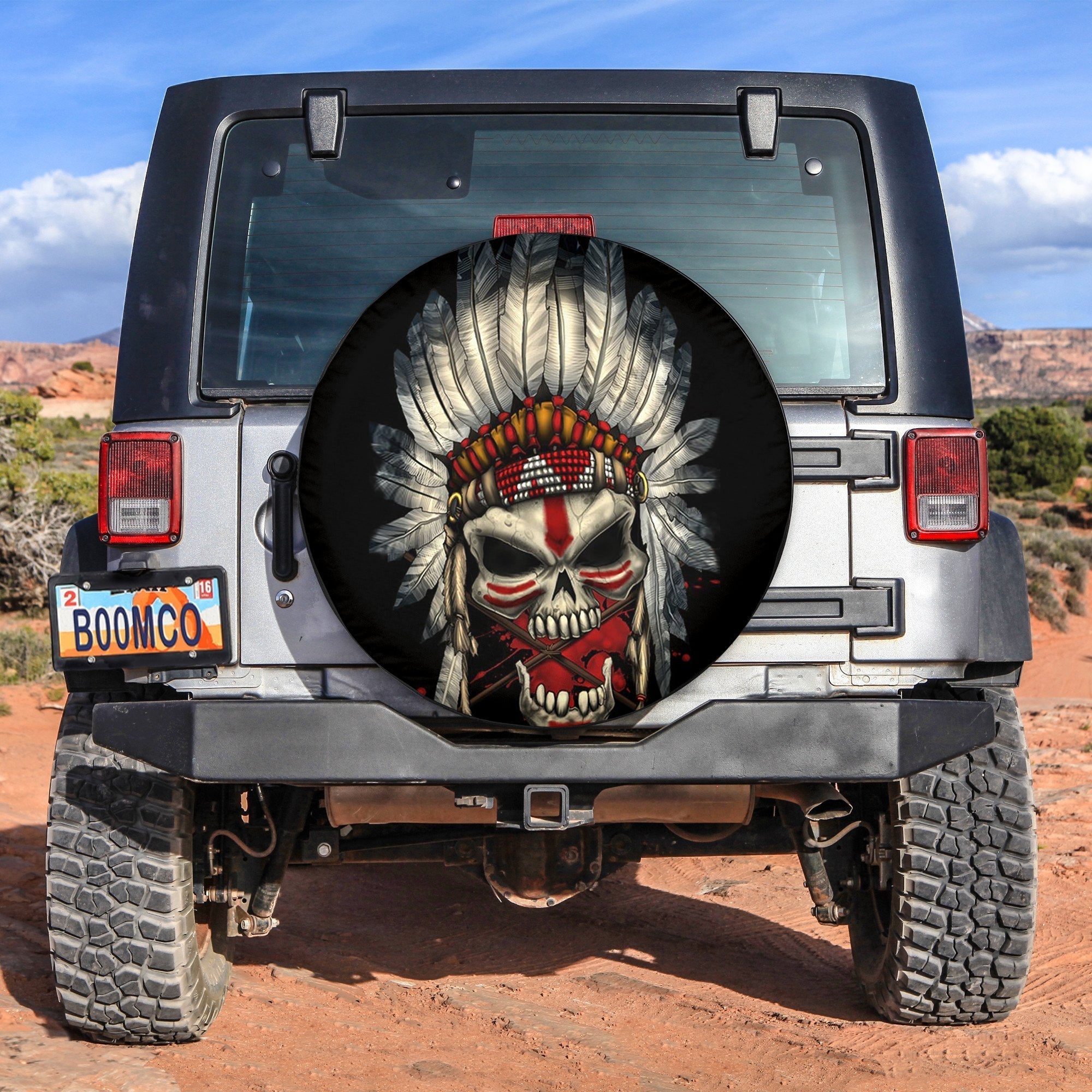 Jeep Native American Skull Spare Tire Cover No.8 Lt6