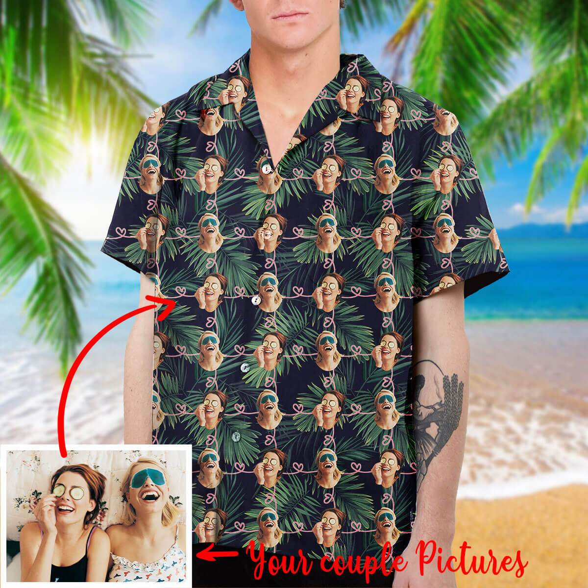 Customized Hawaii Shirt Personalized Shirts With Friend Couple Faces Ha42229