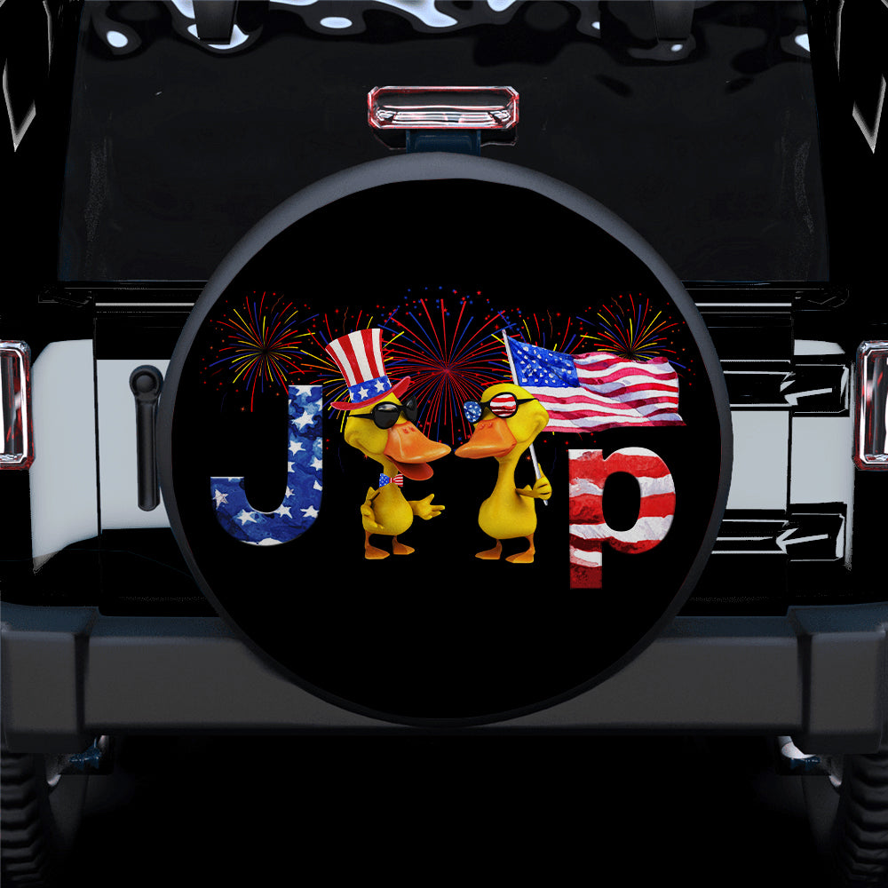 Duck Jeep American Flag Car Spare Tire Covers Gift For Campers