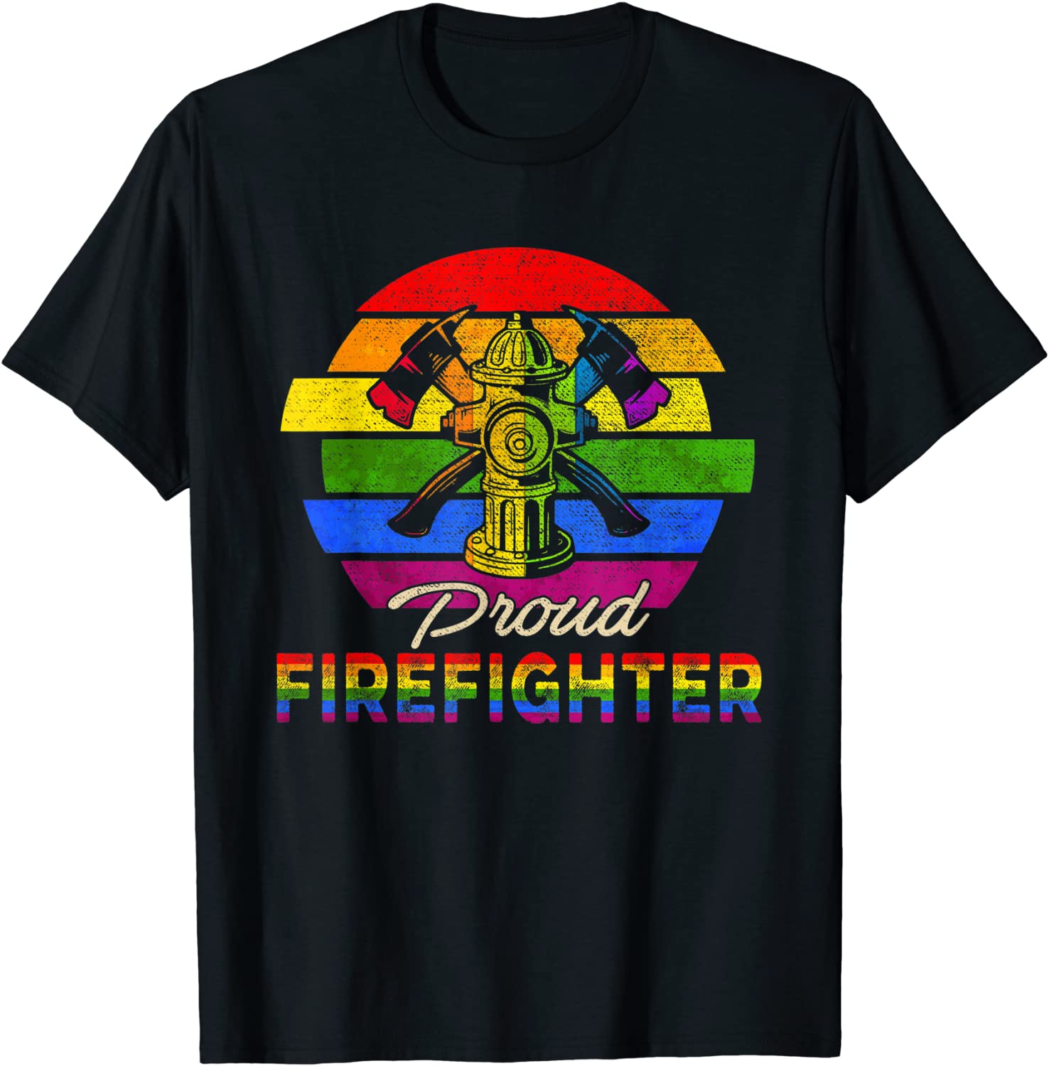 Vintage Retro Lgbt Shirt Proud Firefighter Rainbow Flag Proud Lgbt T Shirt