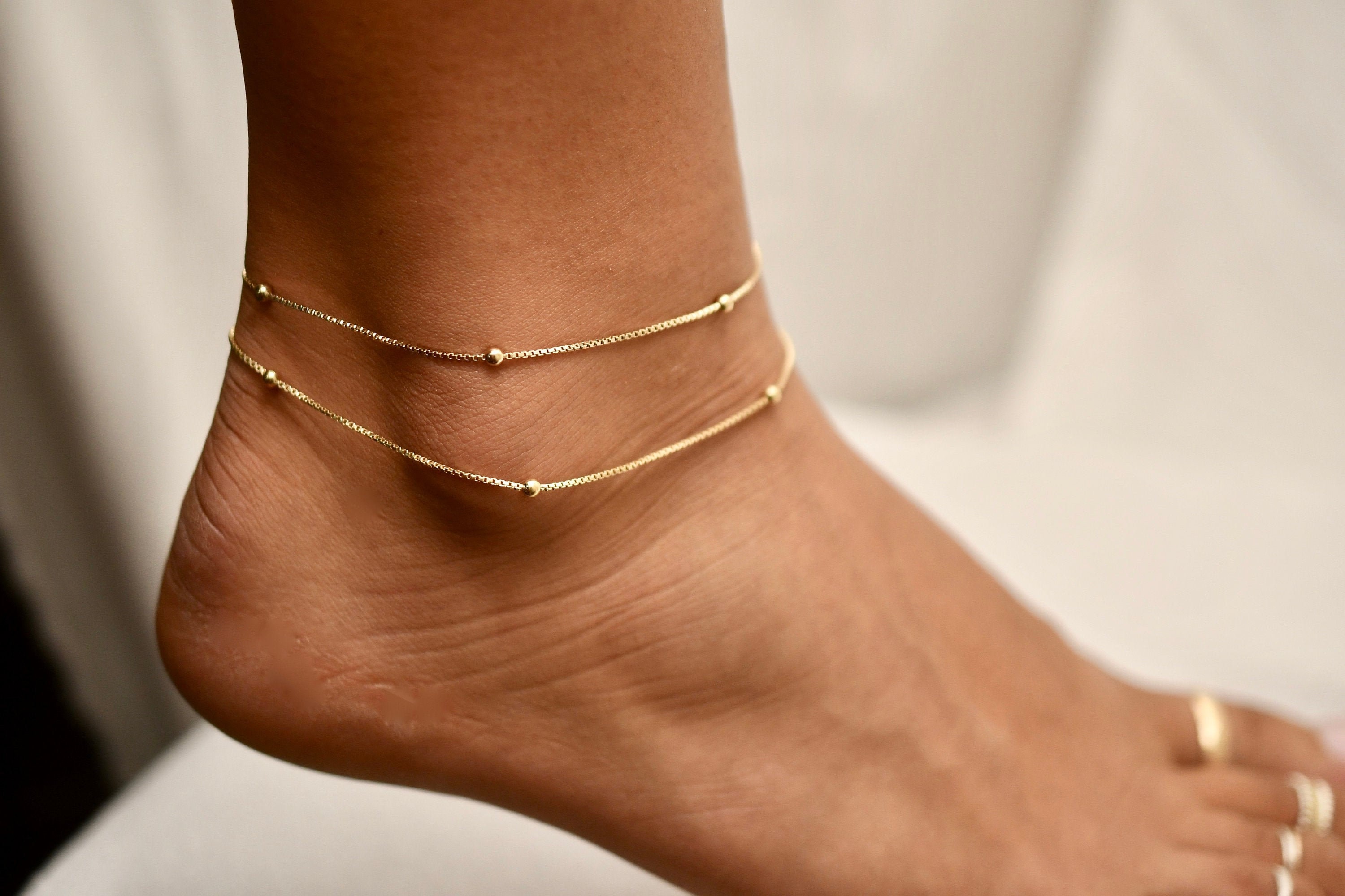 Gold Satellite Anklets• Sterling Anklets• Anklets for Women• Gold Anklet Set• Delicate Anklet• Layered Gold Anklets • ANK02