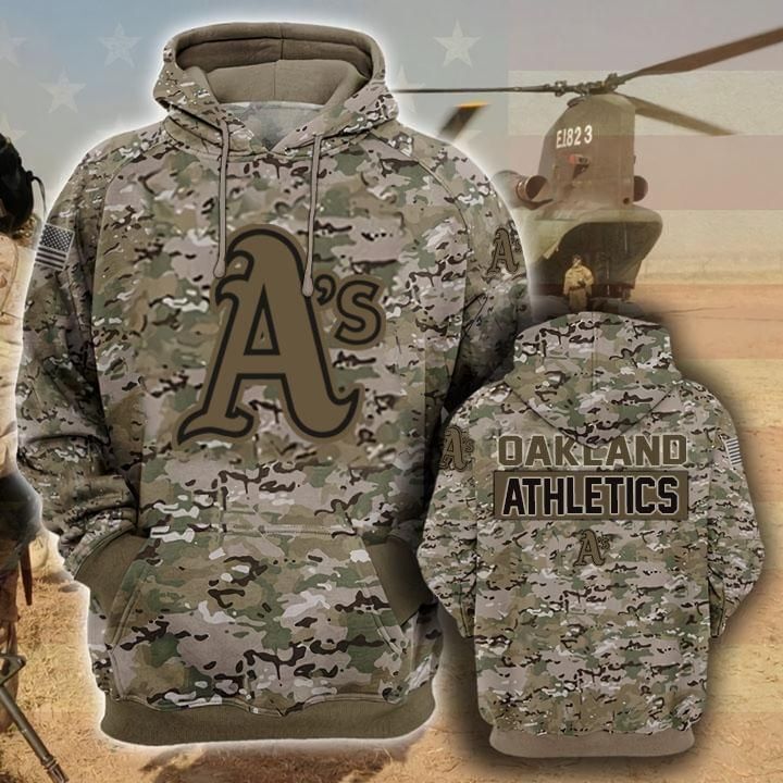 Oakland Athletics Camouflage Veteran 3D Cotton T-Shirt Hoodie