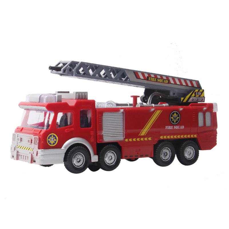 Children’s Fire Truck Sound And Light Effect Toy Ladder Can Rotate And Shrink Press Sprinkler Fire Truck Boy Toy Christmas Gift alx