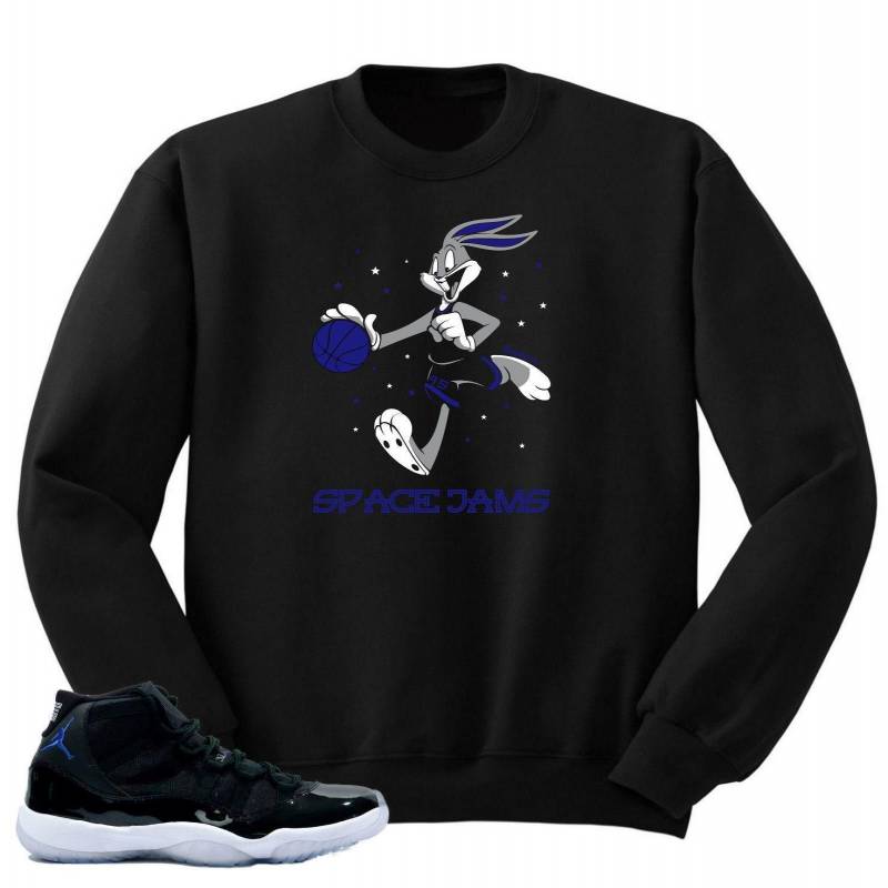 Long Sleeve Shirt to match Air Jordan 11 Space Jam sneakers-Bugs Bunny-Black long sleeve Tee