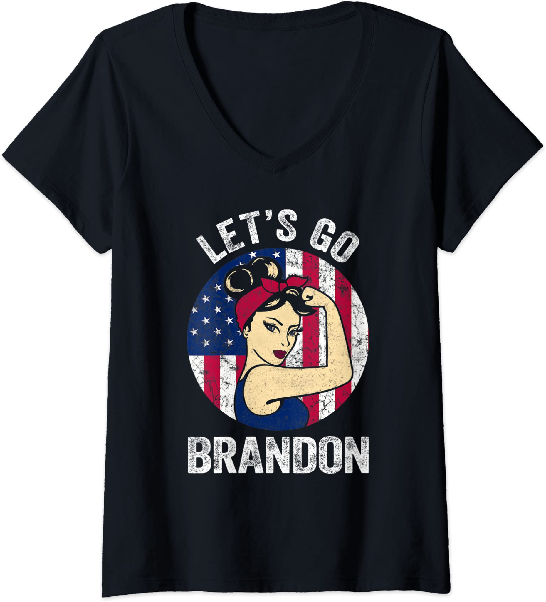 Womens Lets Go Brandon Shirt Rosie Us Flag Funny Let’S Go Brandon V-Neck T-Shirt