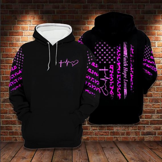 October Pink For Girl Woman Breast Faith Hope Love Leopard Us Unisex Size Hoodie