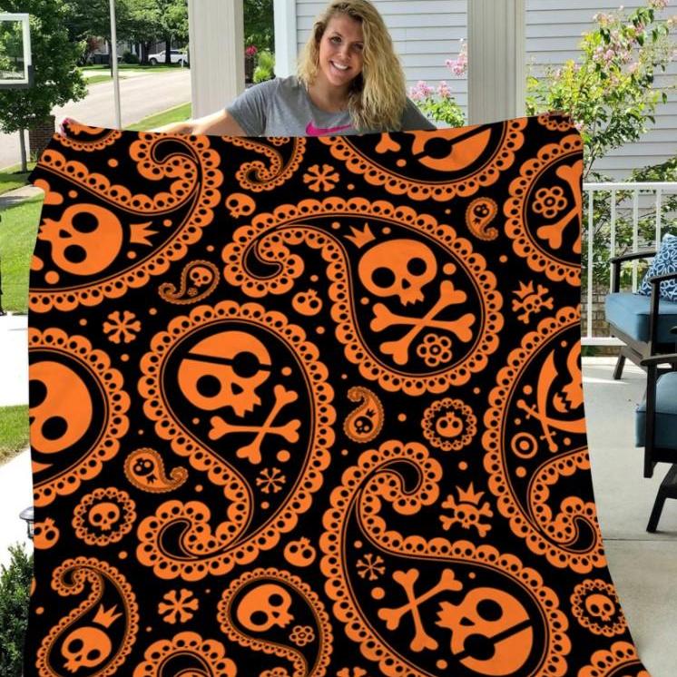 Skull Halloween Pattern Gift Fleece Blanket – Quilt Blanket Fleece Blanket, Blanket Sofa Bed, 3D Blanket