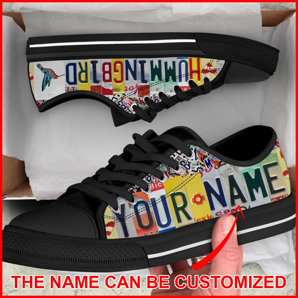 Hummingbird Custom Name License Plate Low Top Fashion Sneaker For Men And Women Comfortable Walking Running Lightweight Casual Shoes
