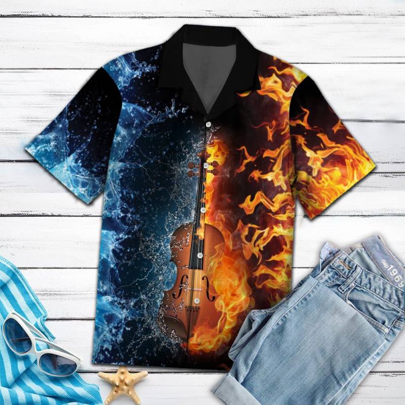 Amazing Violin With Water And Fire HT29707 – Hawaiian Shirt