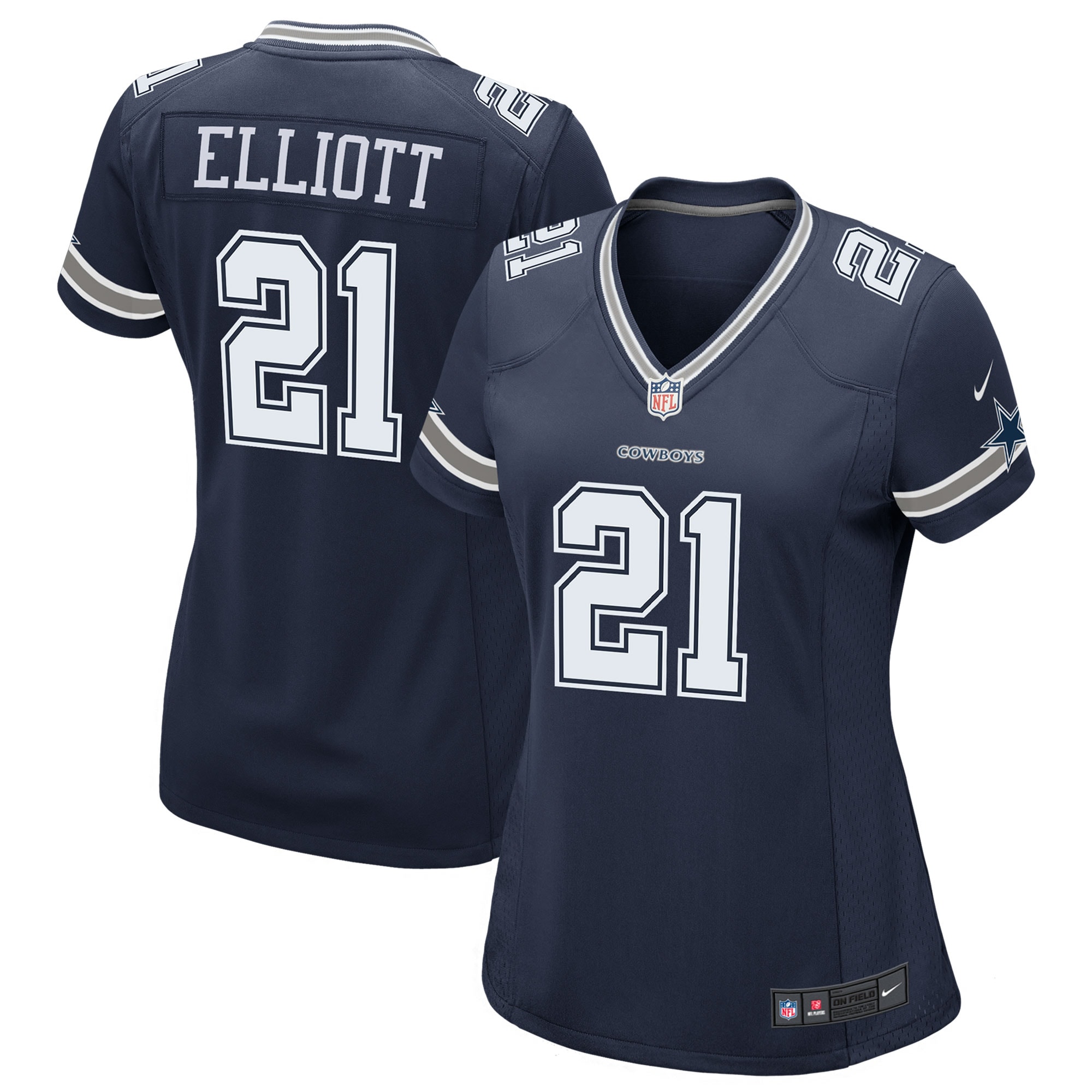 Women’s Dallas Cowboys Ezekiel Elliott Navy Game Team Jersey