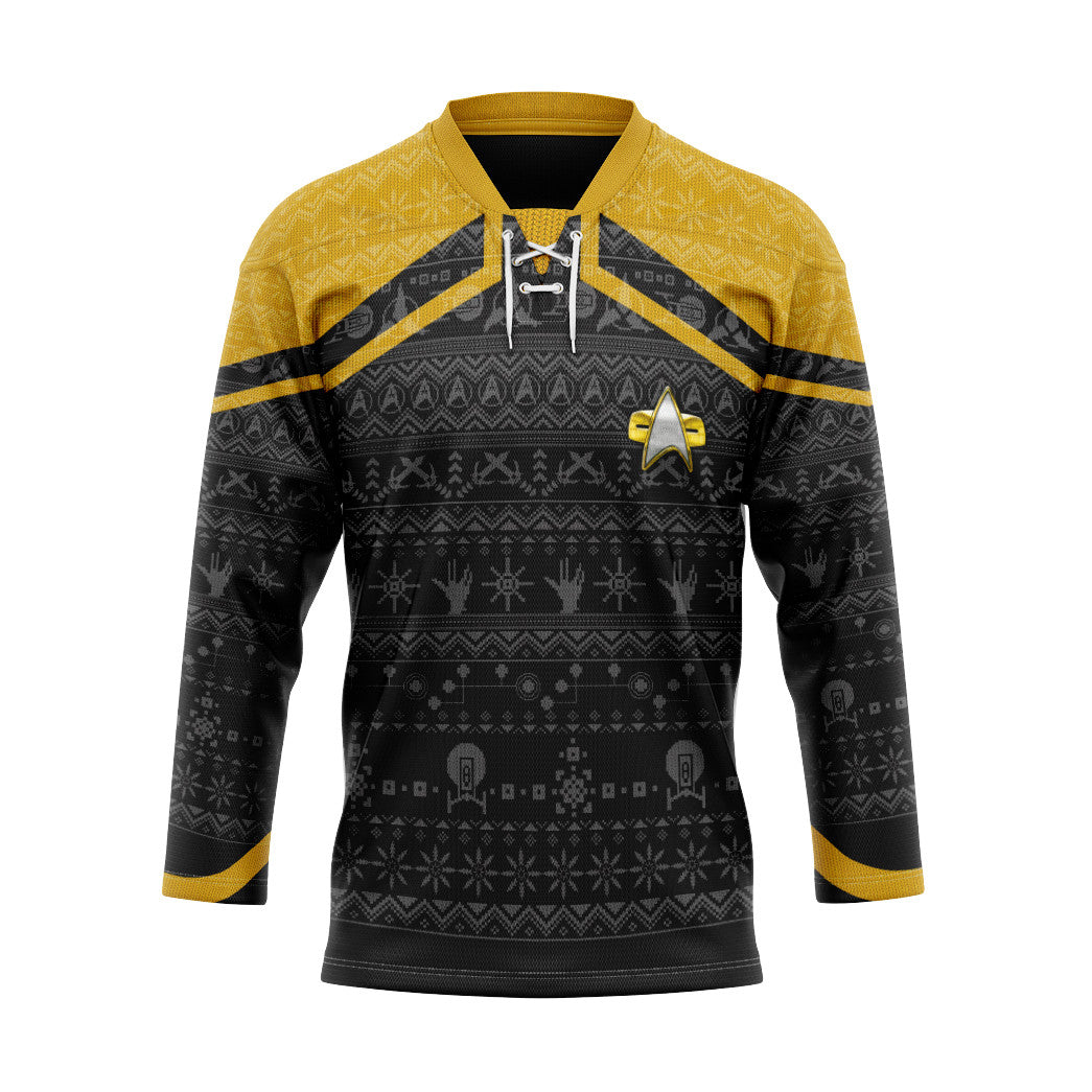 3D S.T Picard 2022 Yellow Ugly Christmas Custom Hockey Jersey