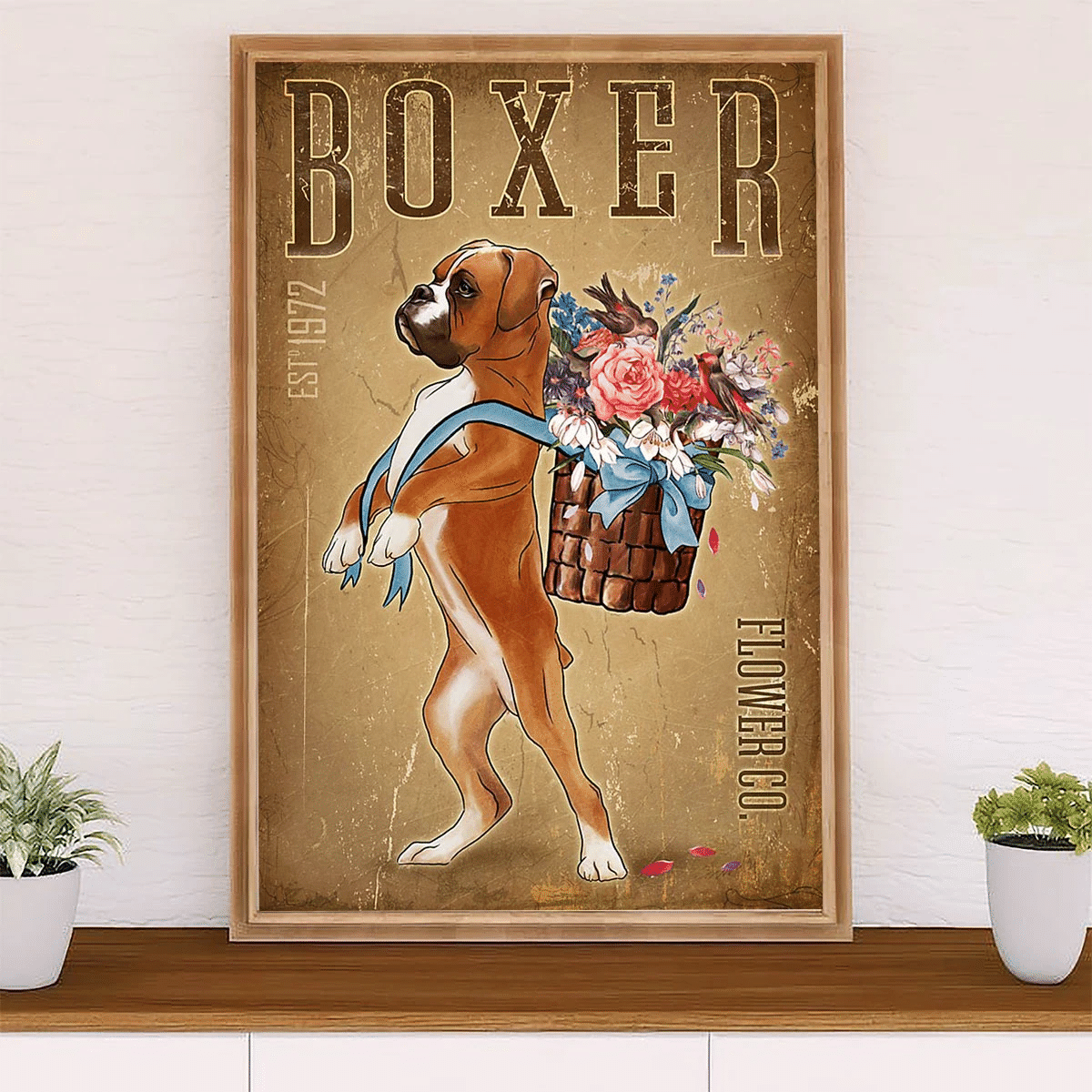 Boxer Flower Co Poster Canvas – Gift For Brindle Boxador Puppies Lover Evg83620