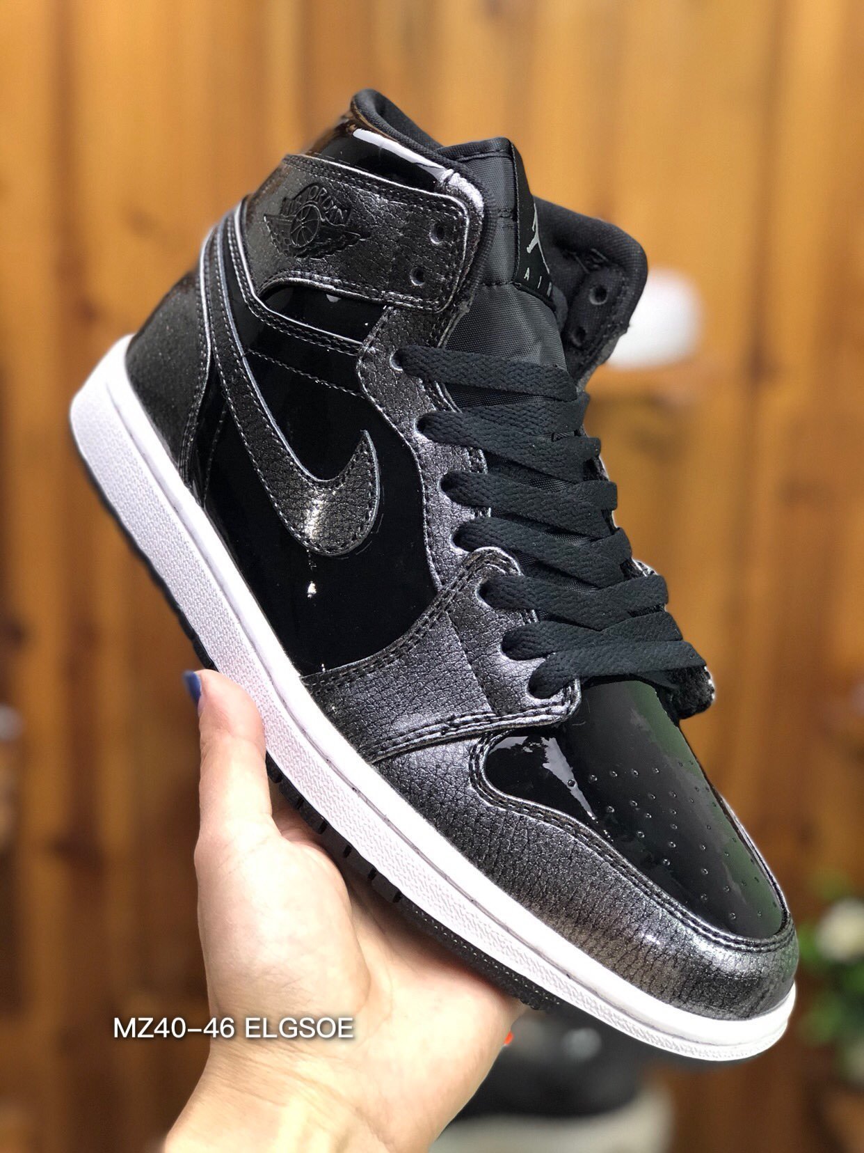 JD 1 Retro High Black Patent 332550-017 5341535