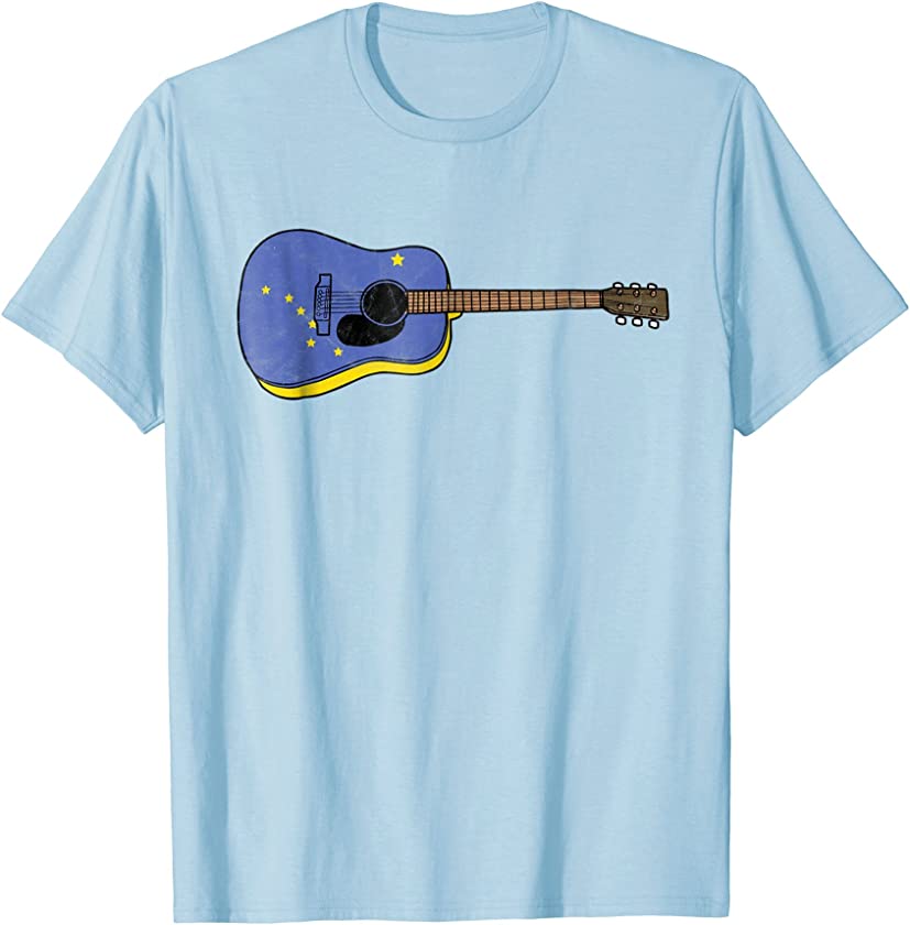 Alaska Flag Acoustic Guitar Retro T-Shirt – Vintage