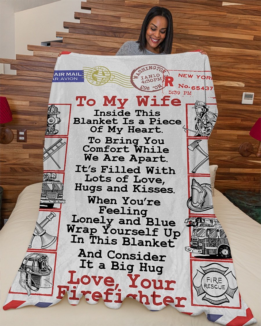 To My Wife Firefighter’s Wife Premium Fleece Blanket Home Decor Bedding Couch Sofa Soft and Comfy Cozy