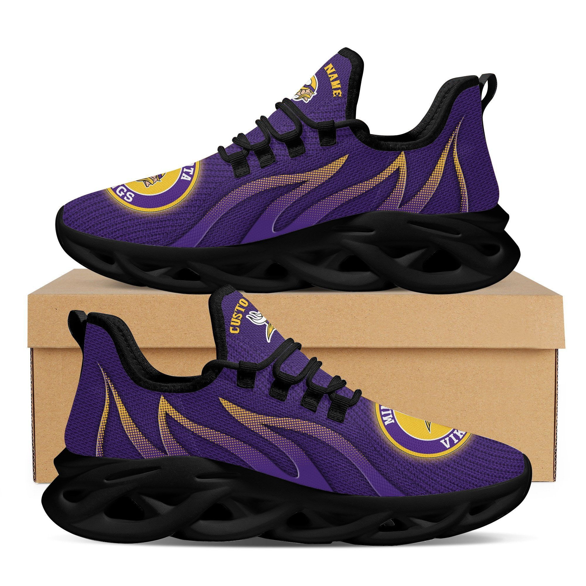 Minnesota Vikings Custom Name Sport Max Soul Sneaker Shoes For Fans