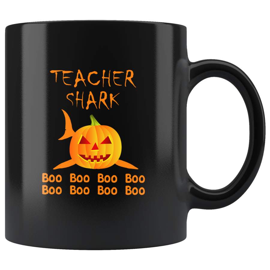 Teacher Shark Boo Boo Boo Pumpkin Shark Halloween Gift Black Coffee Mug