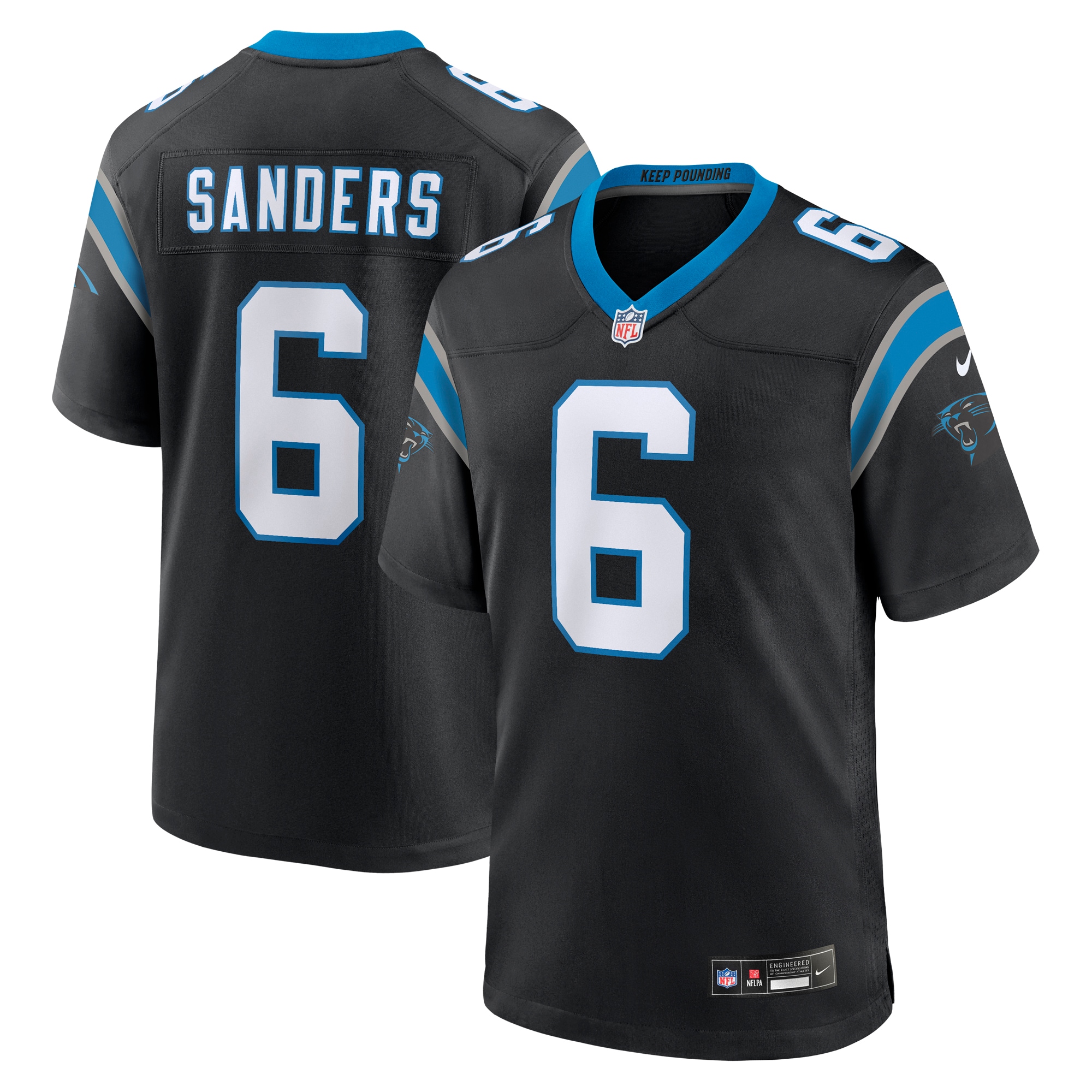 Men’s Carolina Panthers Miles Sanders Black Game Player Jersey