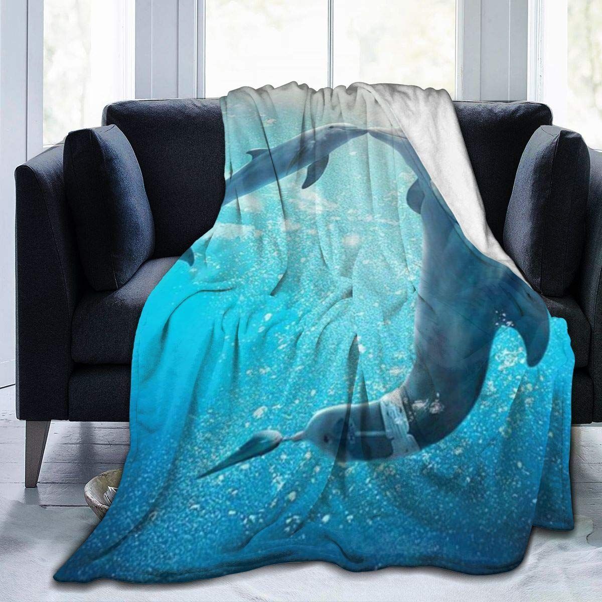 Dolphin Sherpa Fleece Blanket Uv