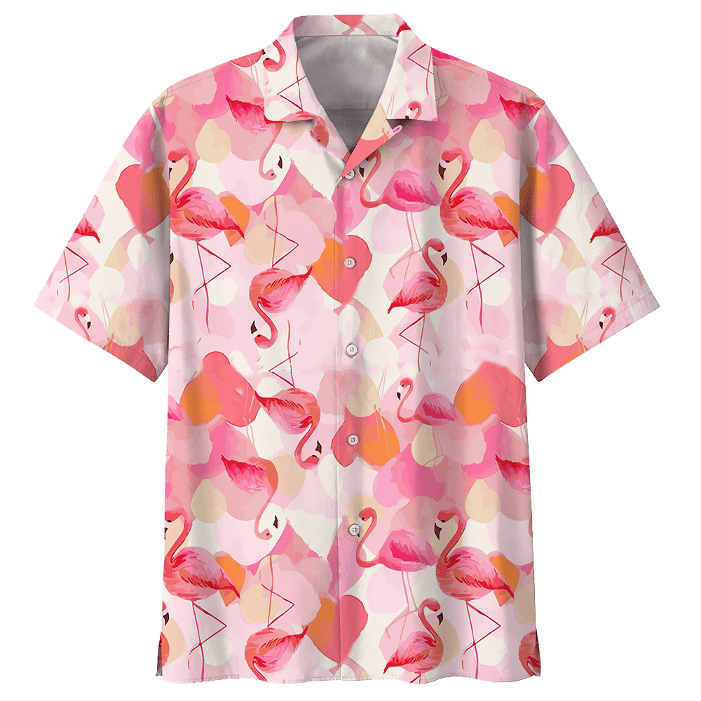 Flamingo Pink Amazing Design Unisex Hawaii Print Aloha Short Sleeve Casual Shirt Ha108200