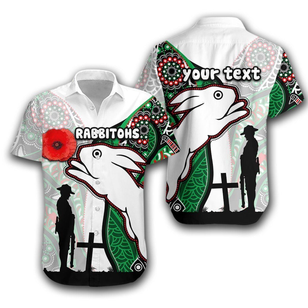 Rabbitohs Hawaii Shirt Indigenous Anzac Day Unisex Print Aloha Short Sleeve Casual Ha31544