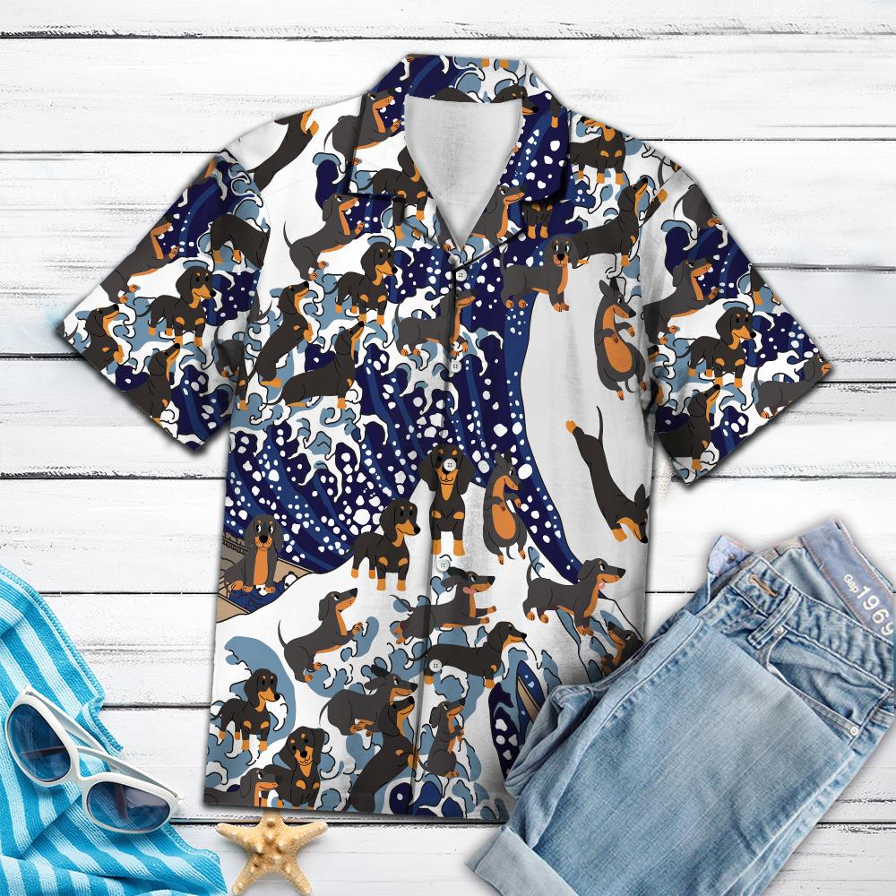 Dachshund Waves Hawaii Aloha Shirt Ha105869