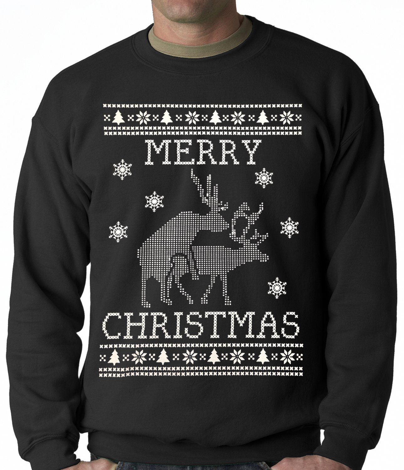 Ugly Christmas Sweater – Humping Reindeer Ugly Christmas Adult Crewneck