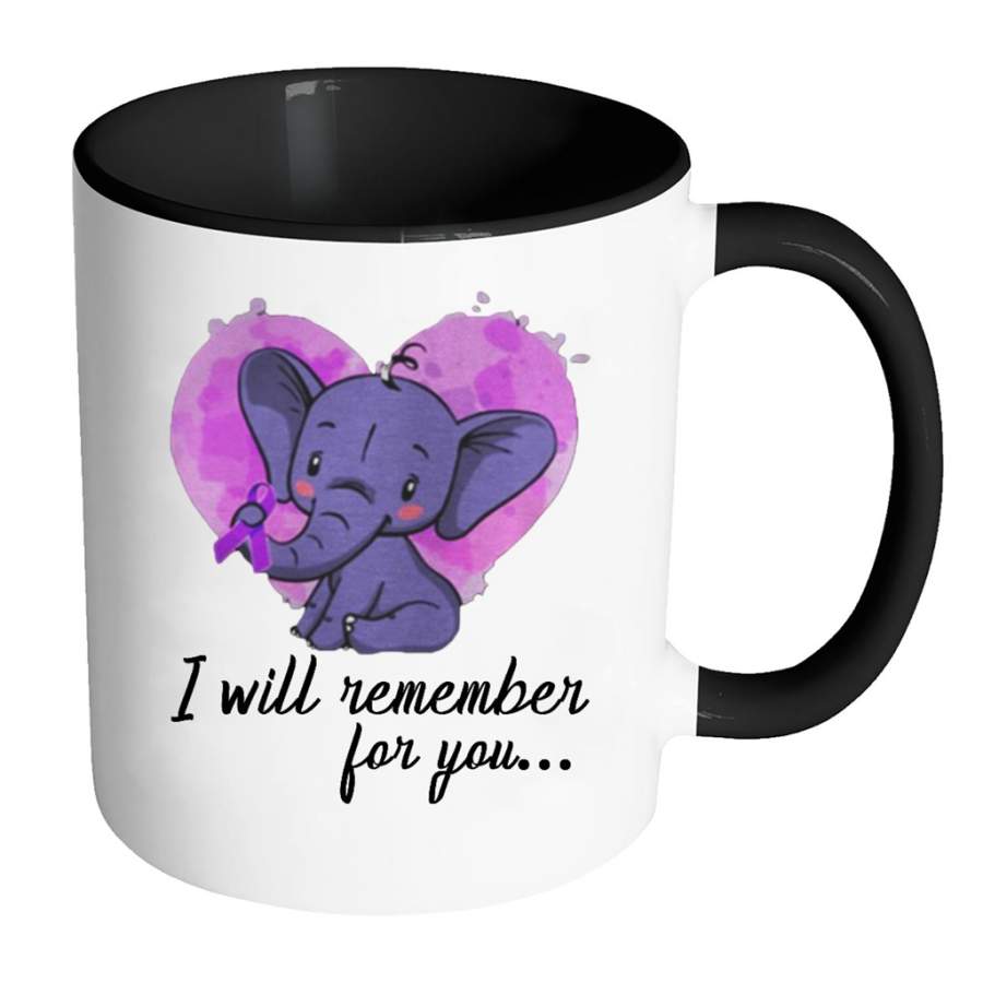 Baby Elephant Alzheimers Heart I Will Remember For You – Full-Wrap Coffee Colors Accent Mug