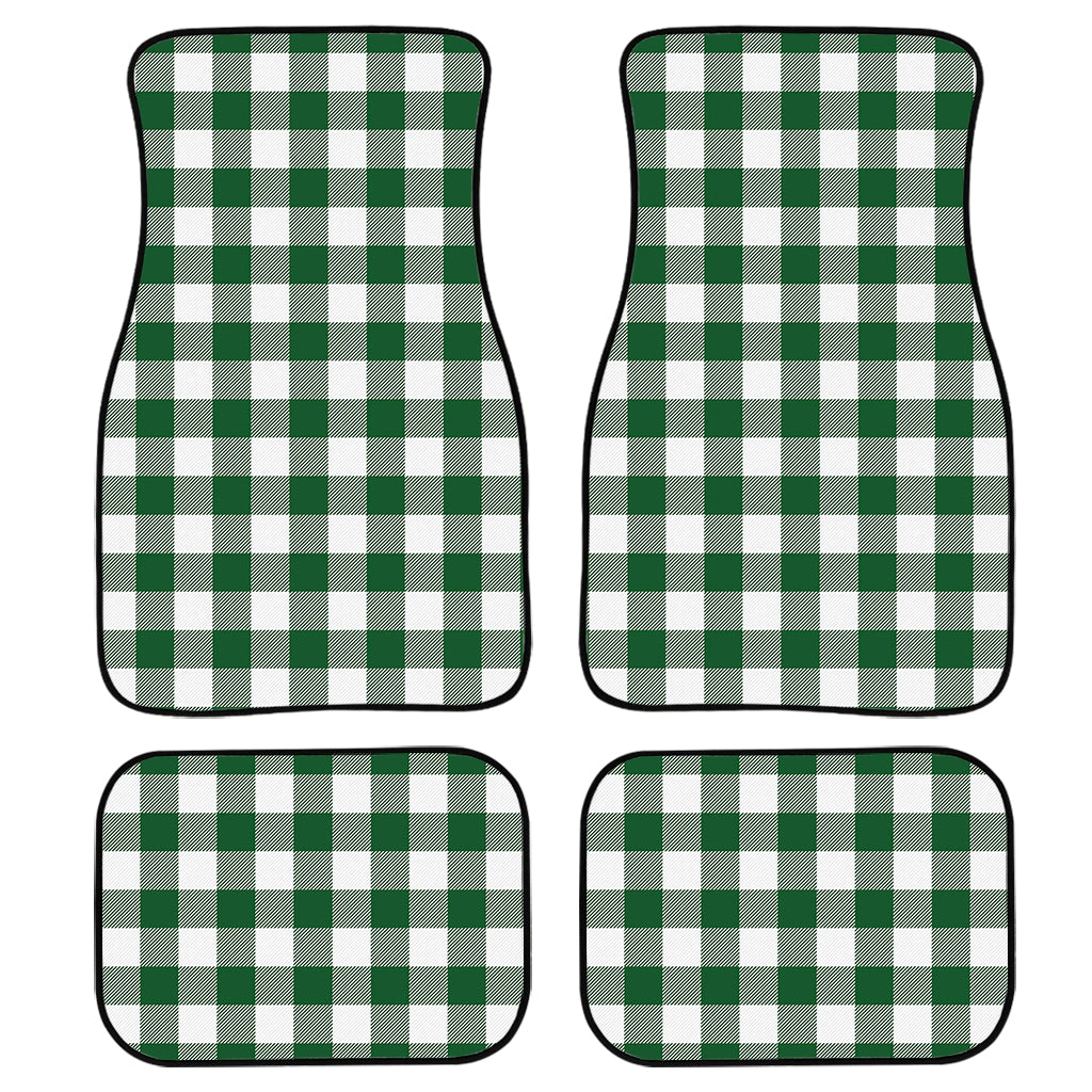 Green And White Buffalo Check Print Front And Back Car Floor Mats, Front Car Mat