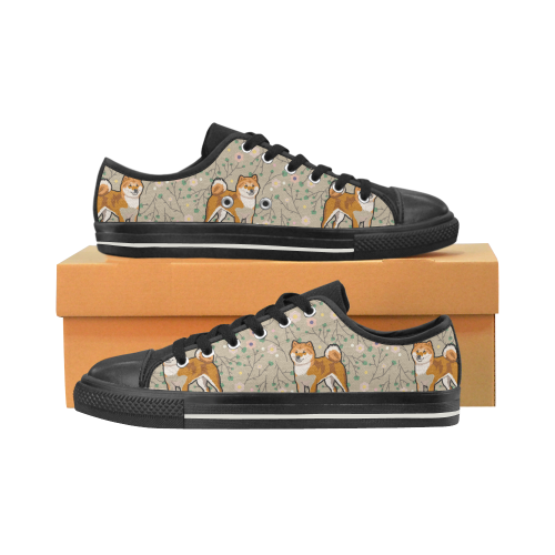 Akita Flower Black Women’s Classic Canvas Shoes