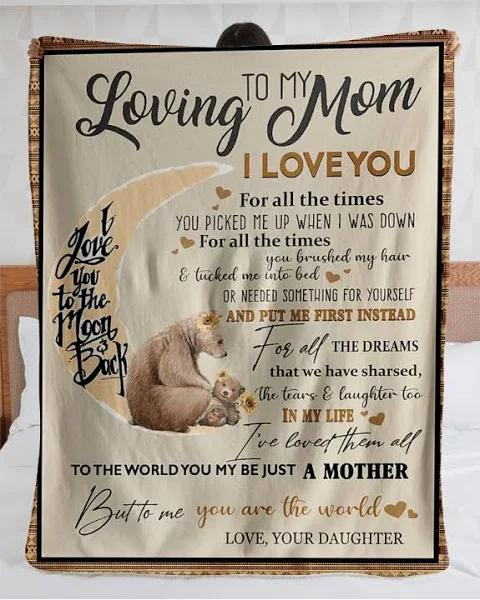 To My Loving Mom For All The Times Trending Fleece Blanket Gift For Mom From Daughter Home Decor Bedding Couch Sofa Soft And Comfy Cozy