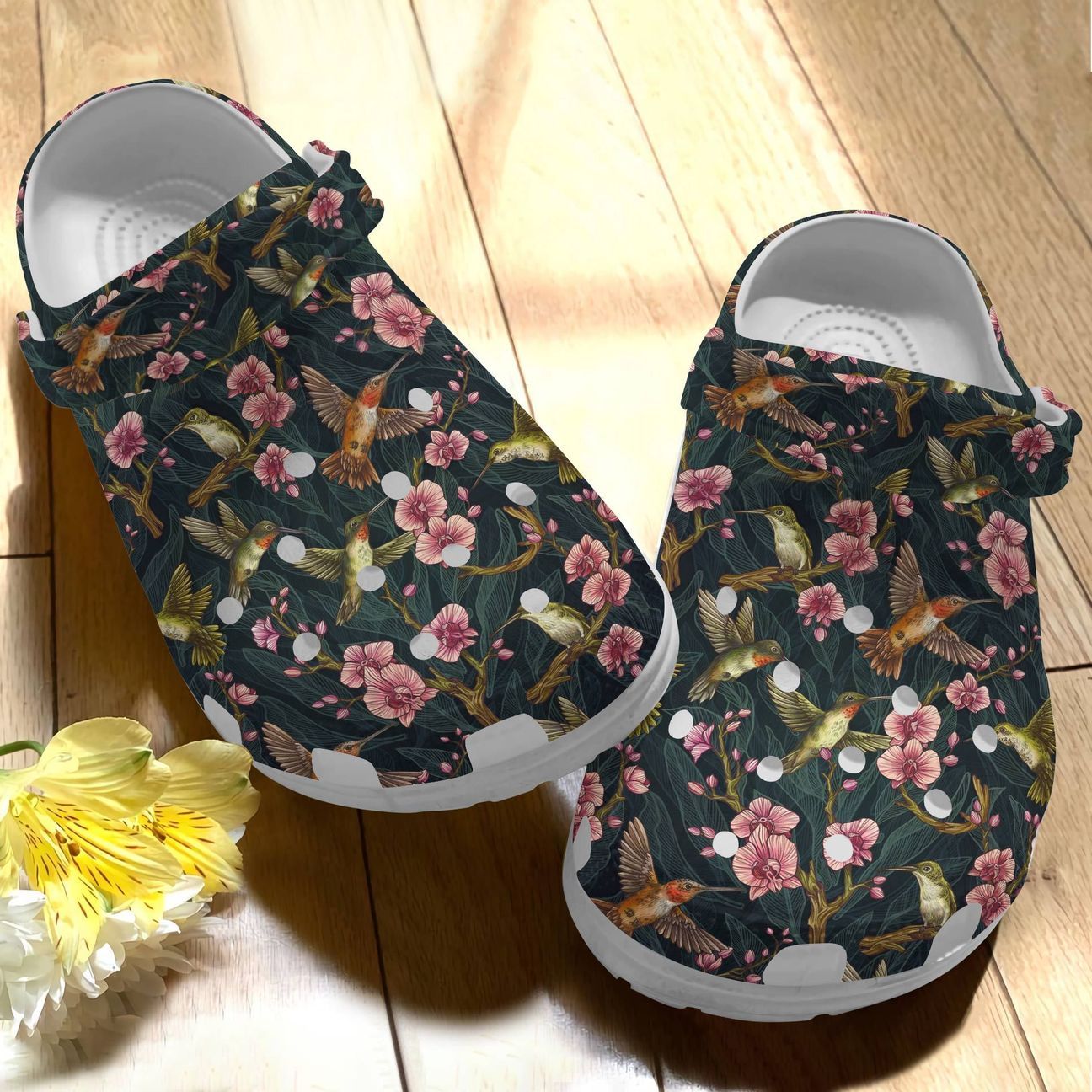 Hummingbird Personalized Clog, Custom Name, Text Floral Hummingbirds, Fashion Style For Women, Men, Kid, Print 3D