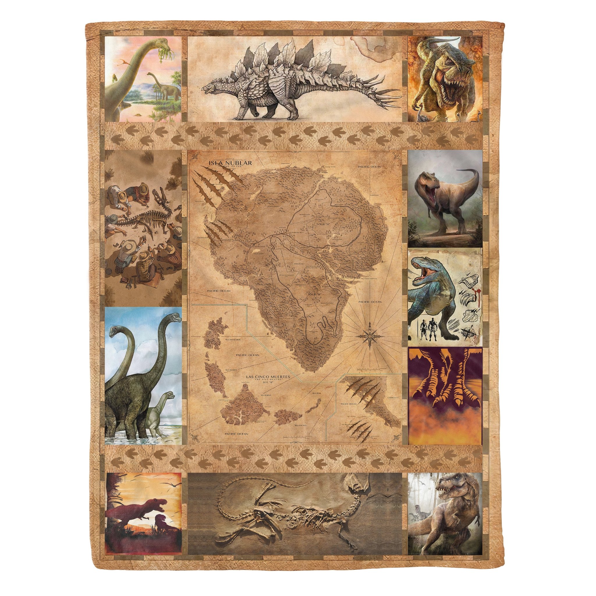 Saurus – Dinosaurs – Map – Fleece Blanket