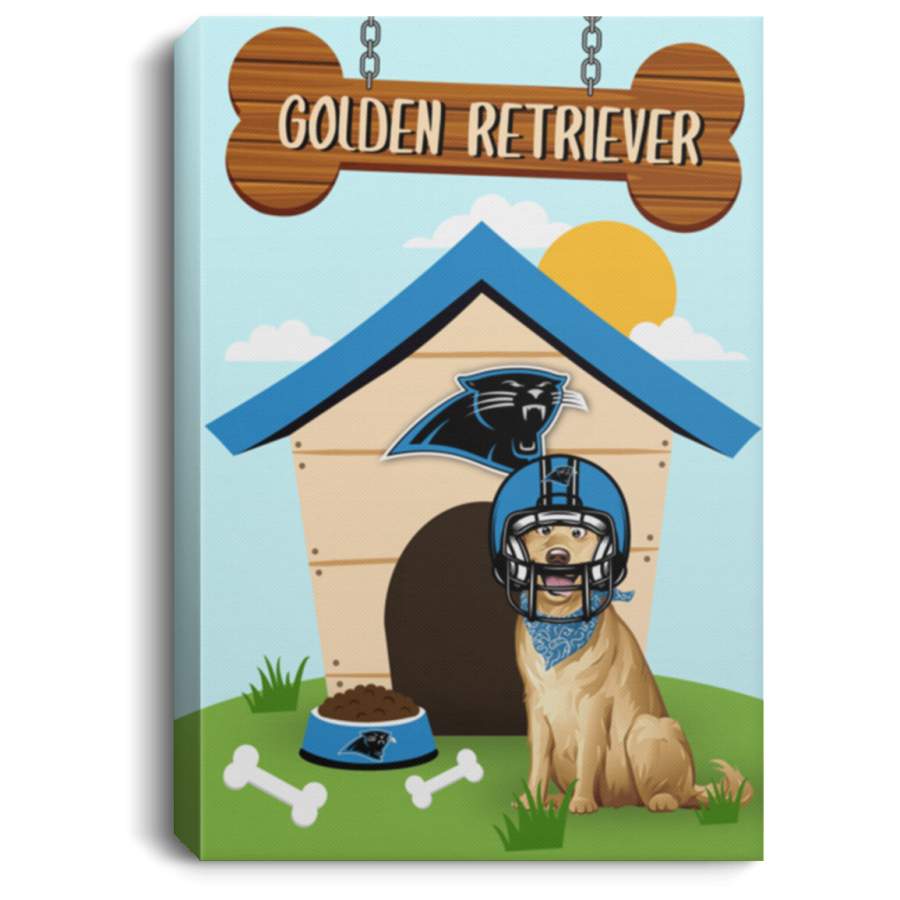 Golden Retriever Carolina Panthers Canvas Poster Dog House PT02