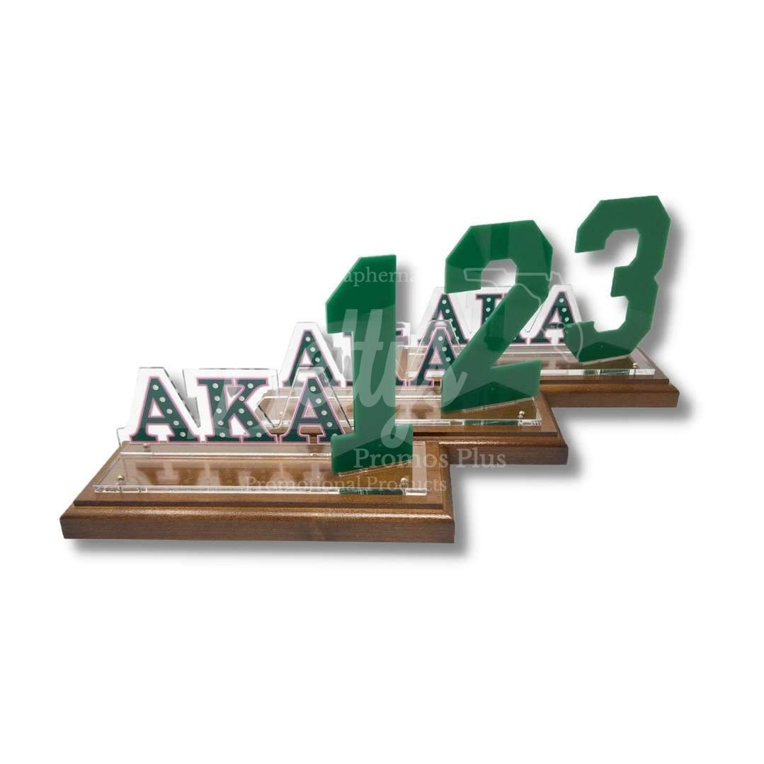 Alpha Kappa Alpha Aka Acrylic Desktop Ornament Line Number Display With Wooden Base For Desk