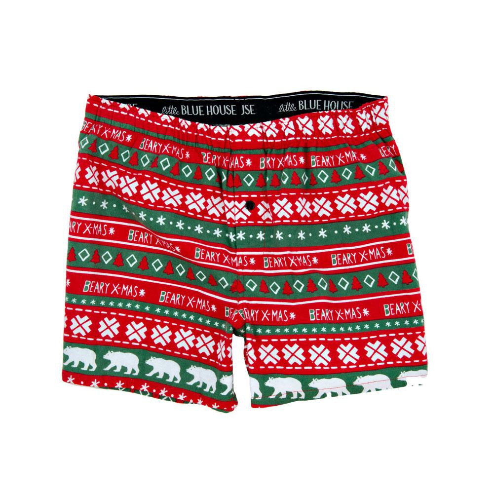 Beary XMAS Ugly Christmas Sweater Adult Flannel Boxers