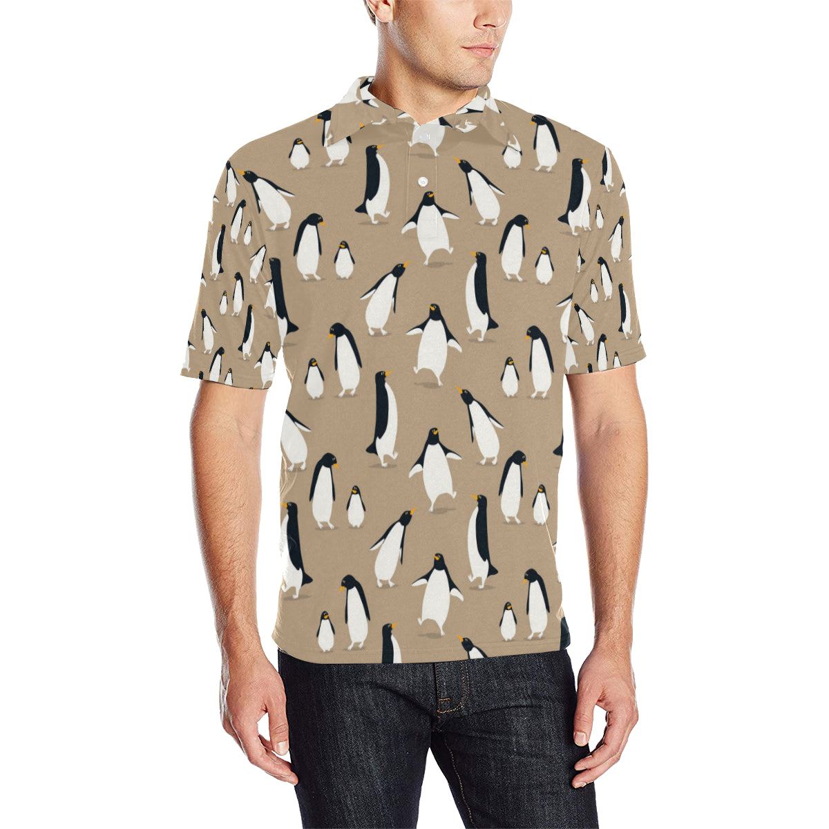 Penguin Pattern Print Design A01 Men Polo Shirt