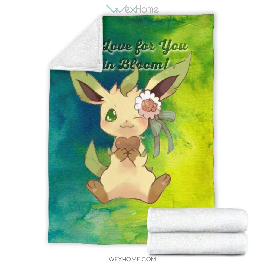 My Love For You Is In Bloom Leafeon Pokemon Quote Anime Blanket Premium Blanket W1111