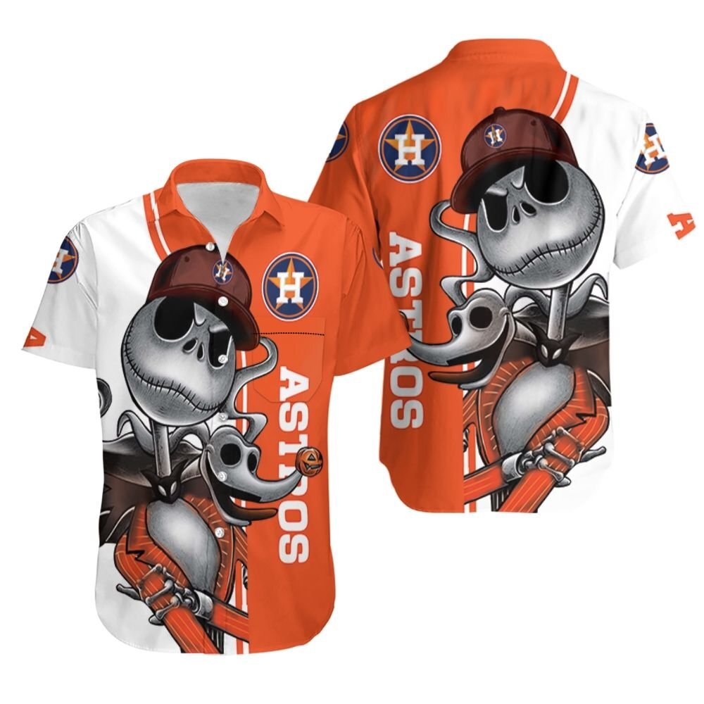 Houston Astros Jack Skellington And Zero Hawaiian Shirt